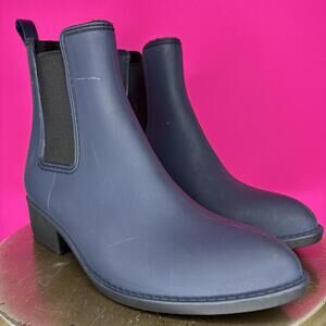 Jeffrey Campbell Stormy Matte Blue Rubber Chelsea Rain Boot US 9
